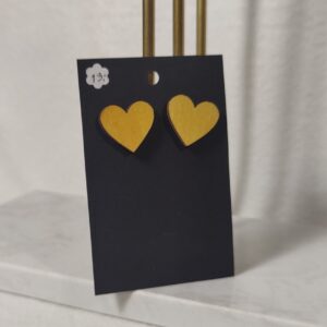 Sydän – vanerikorvakorut, eri värejä