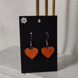 Sydän – vanerikorvakorut, eri värejä